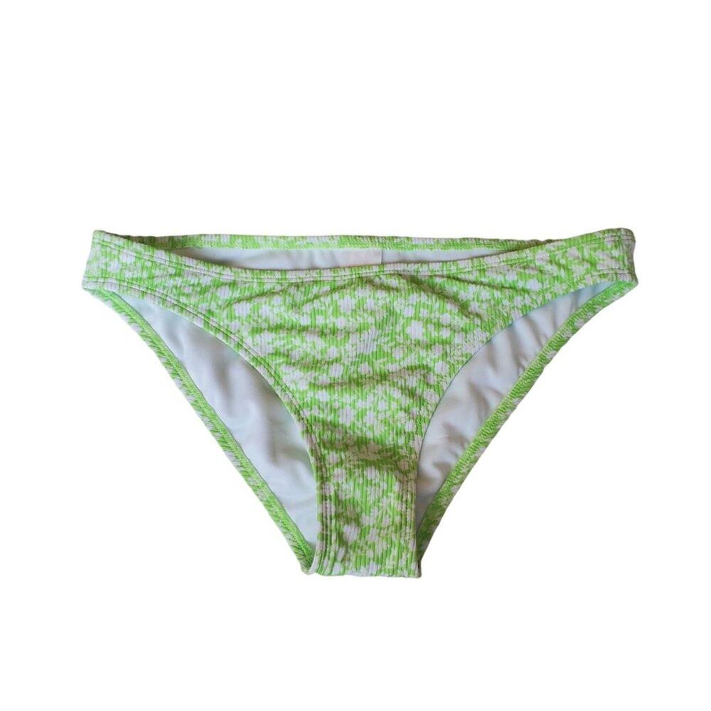 Womens Xhilaration Bikini Bottom Green White Flowers LARGE